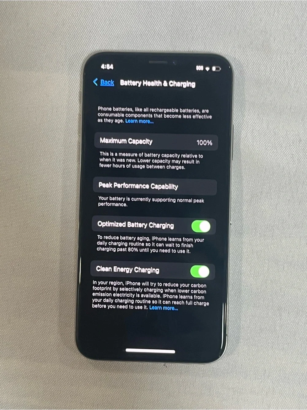 Apple iPhone X 64GB Silver 100% Battery Health Fully Functional Read Descrip
